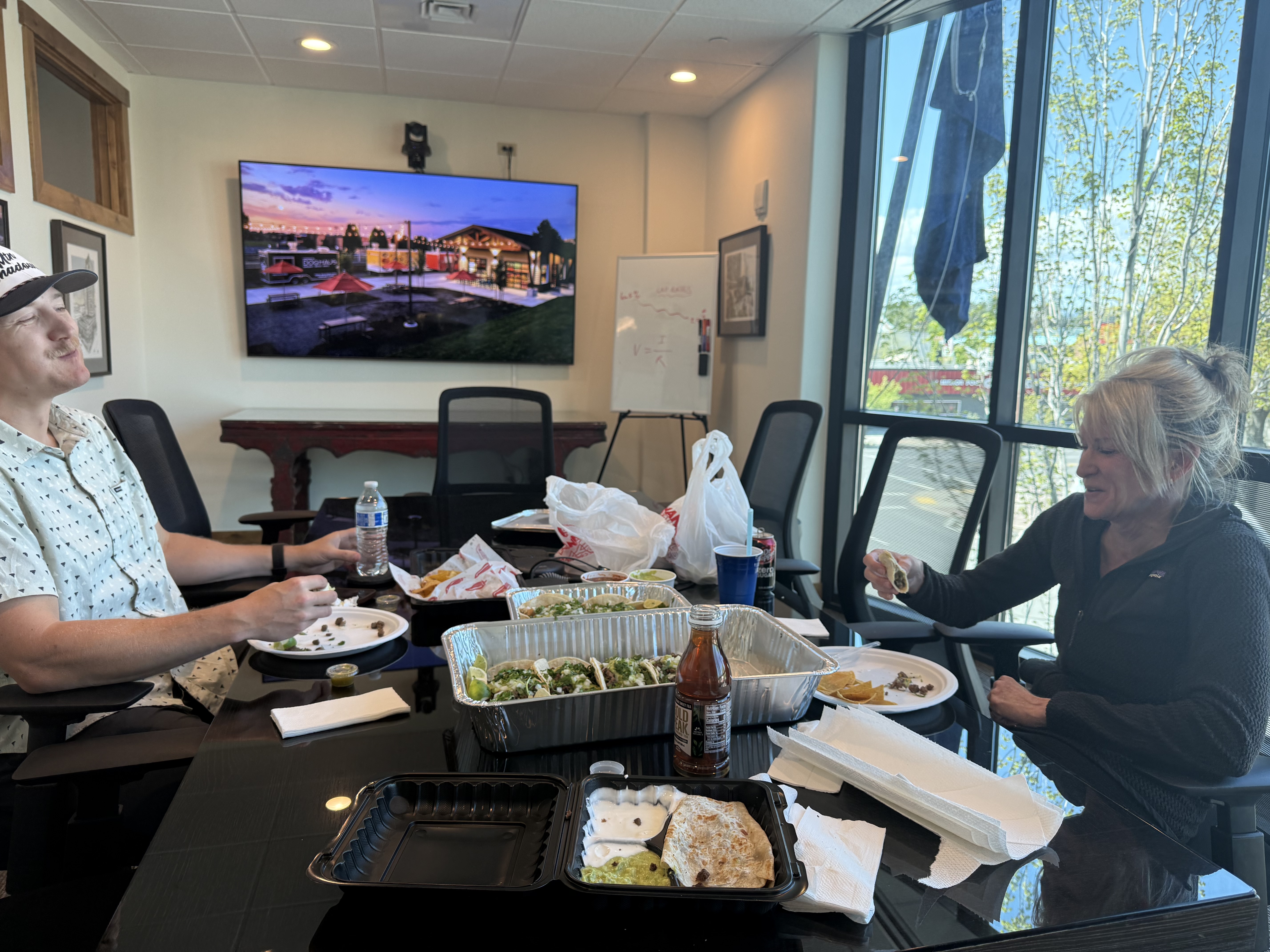 Team taco lunch around the conference table