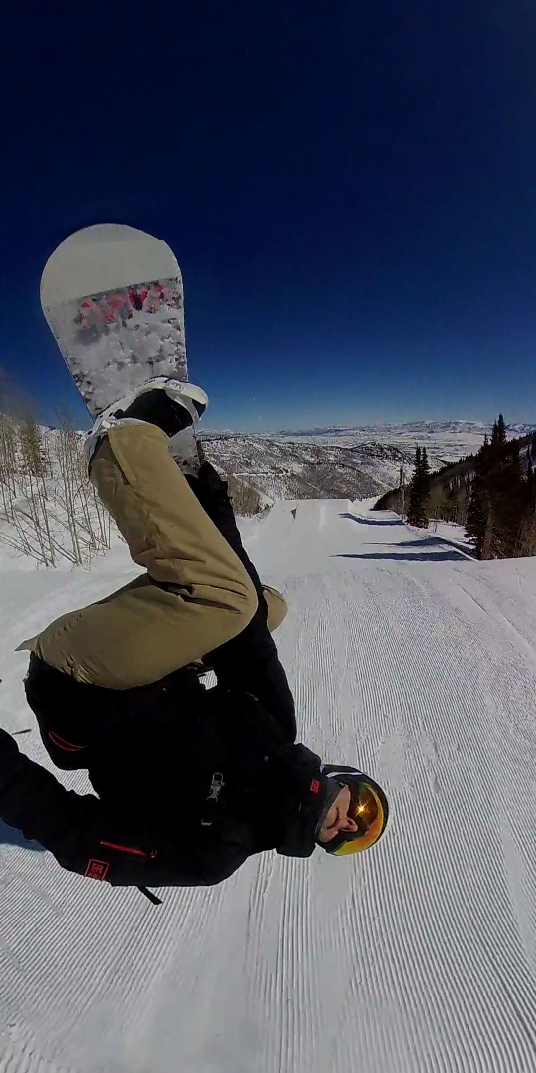 Snowboarding a groomer